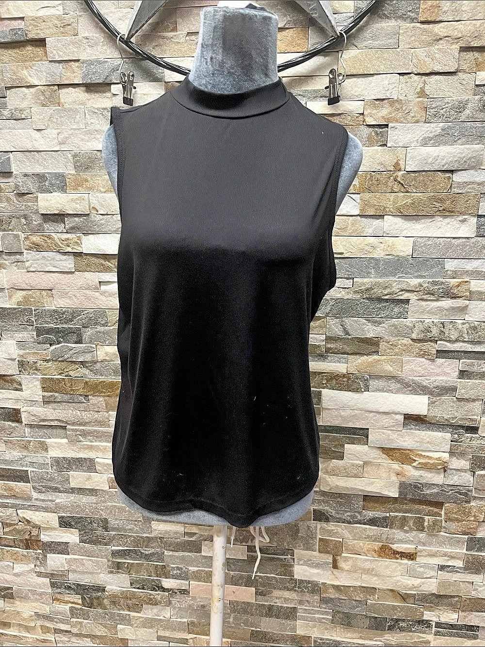 Avia Ribbed Mock Neck Tank Top Women's Black Sleeveless